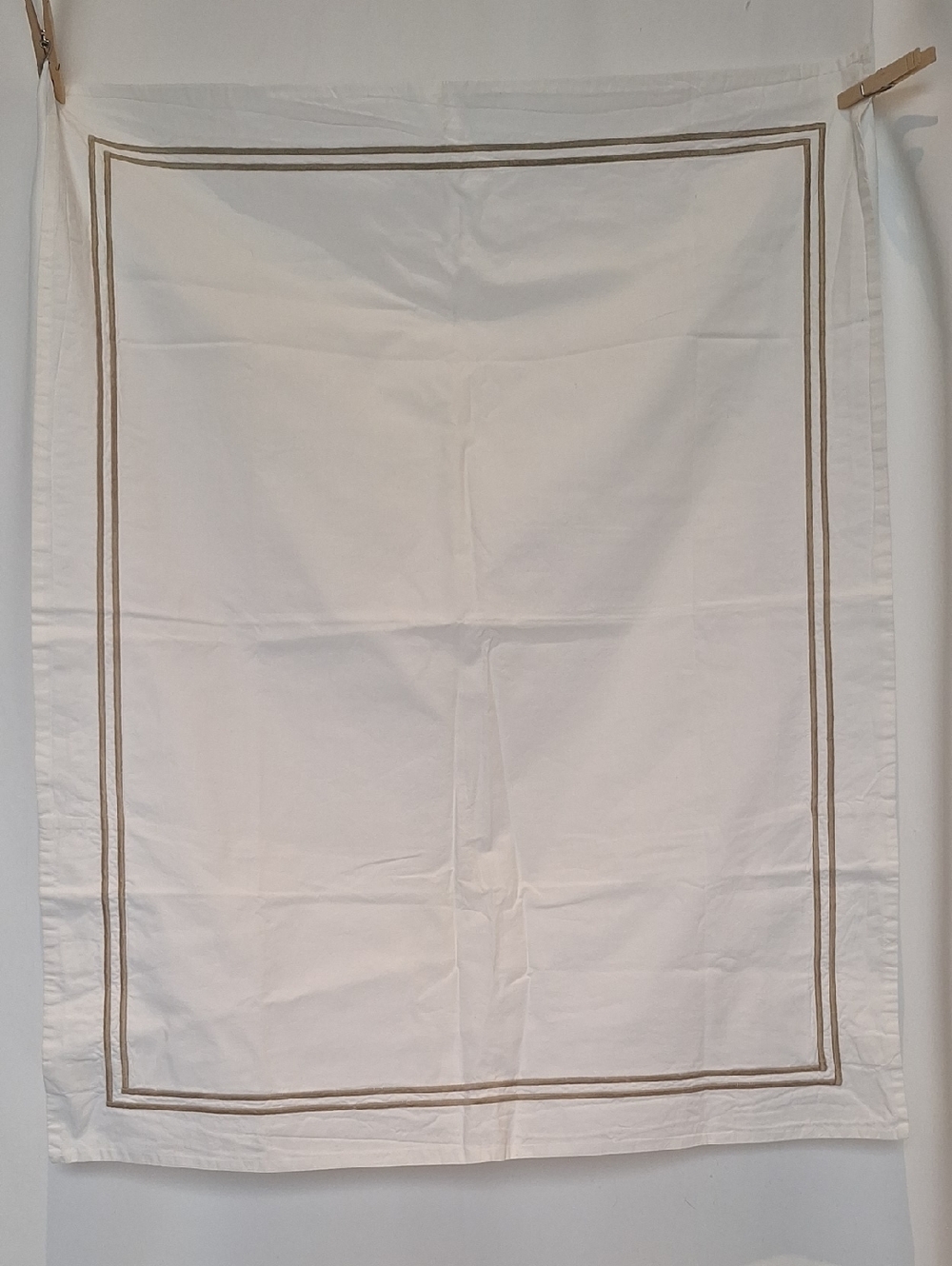 Frette White Pillow Shams with Taupe Double-Frame Border